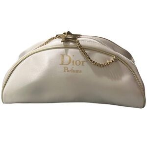 GUC Dior Parfums White Star Pouch Gold Chain Cosmetic Clutch Handbag